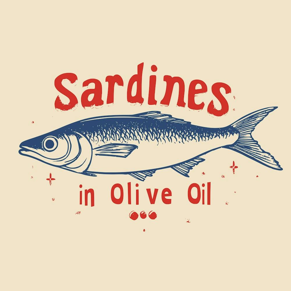 Sardines In Olive Oil Red Blue Retro Wall Art Fisherman Aesthteic Kutchen Decor