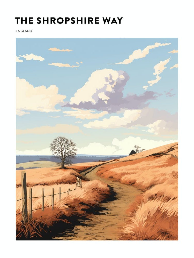 The Shropshire Way England 1 Hiking Trail Landscape Poster