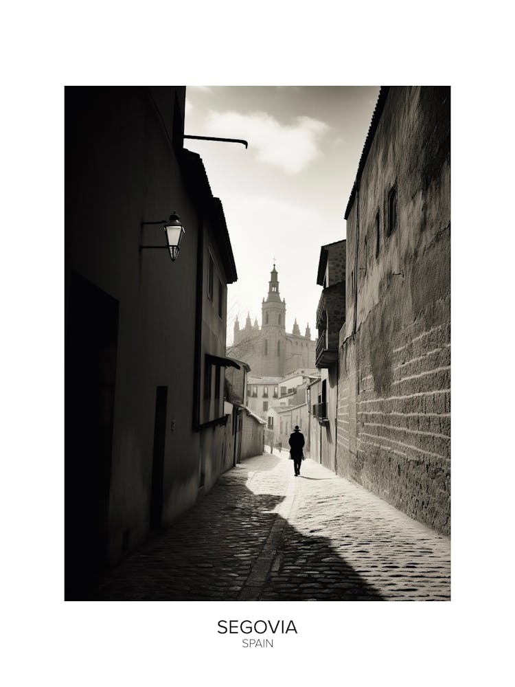 Poster Of Segovia, Spain, Black And White Analogue Photography 3