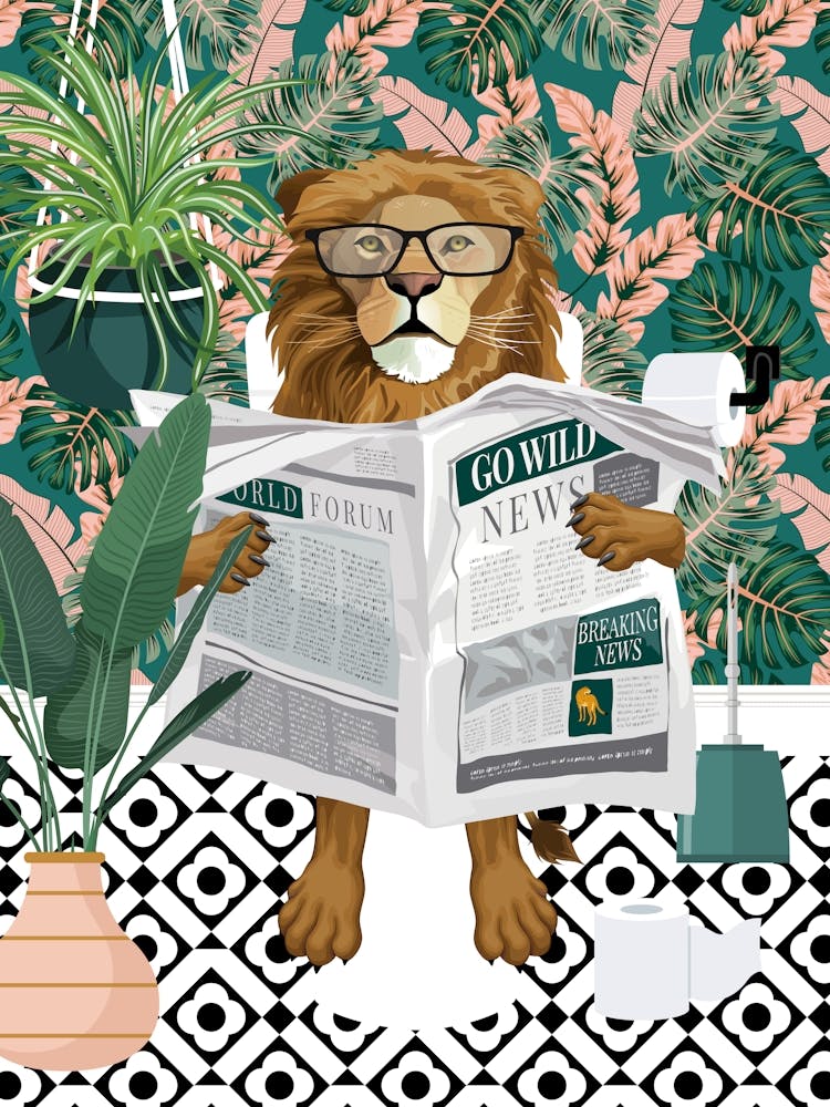 Löwe auf Toilette Badezimmer