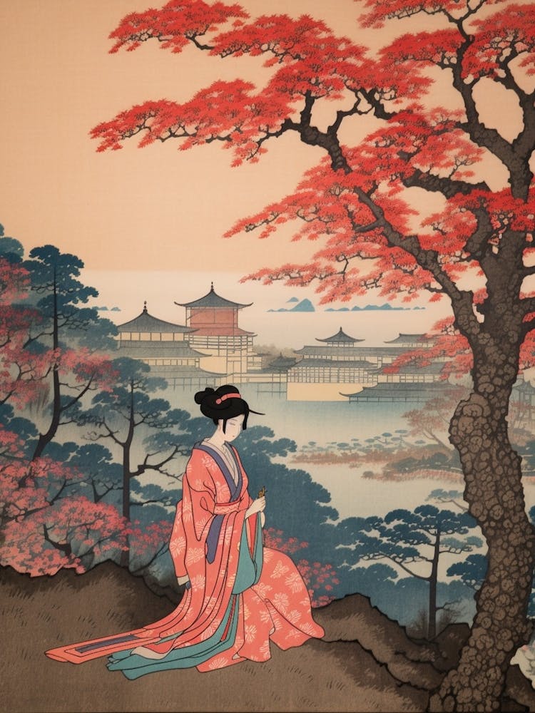 Hitsujiyama Park, Japan Vintage Travel Art 2