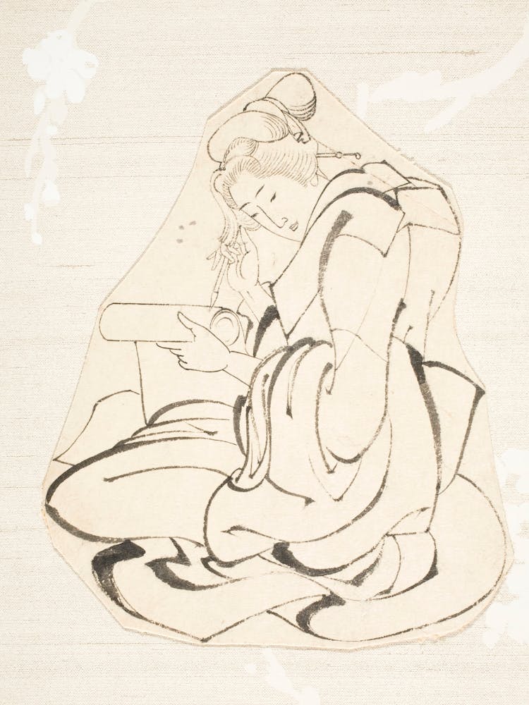 Woman Writing A Letter By Katsushika Hokusai