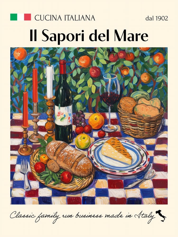 Il Sapori Del Mare Trattoria Italian Poster Food Kitchen