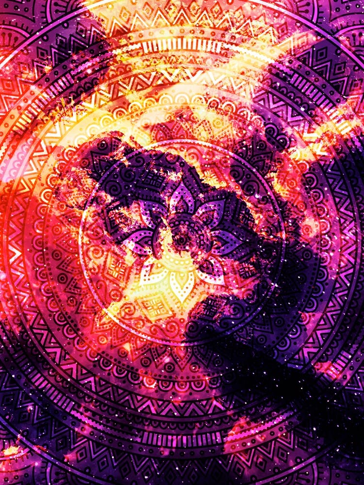 Cosmic mandala #7 - space neon poster