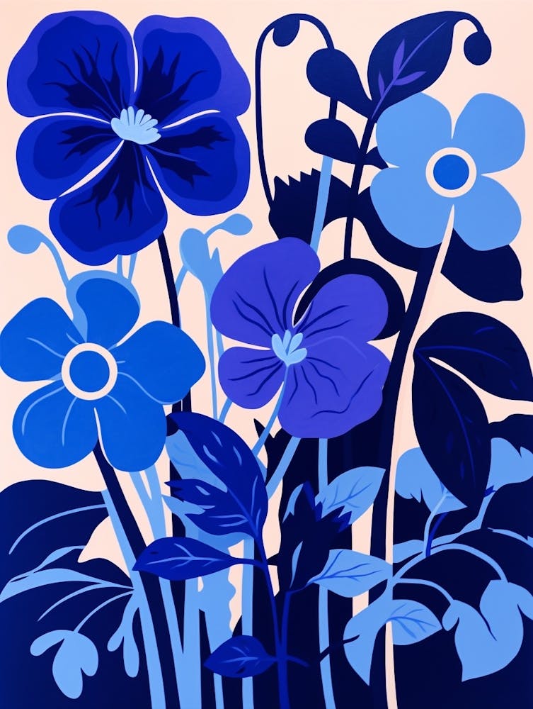 Blue Flower Illustration Wild Pansy 2