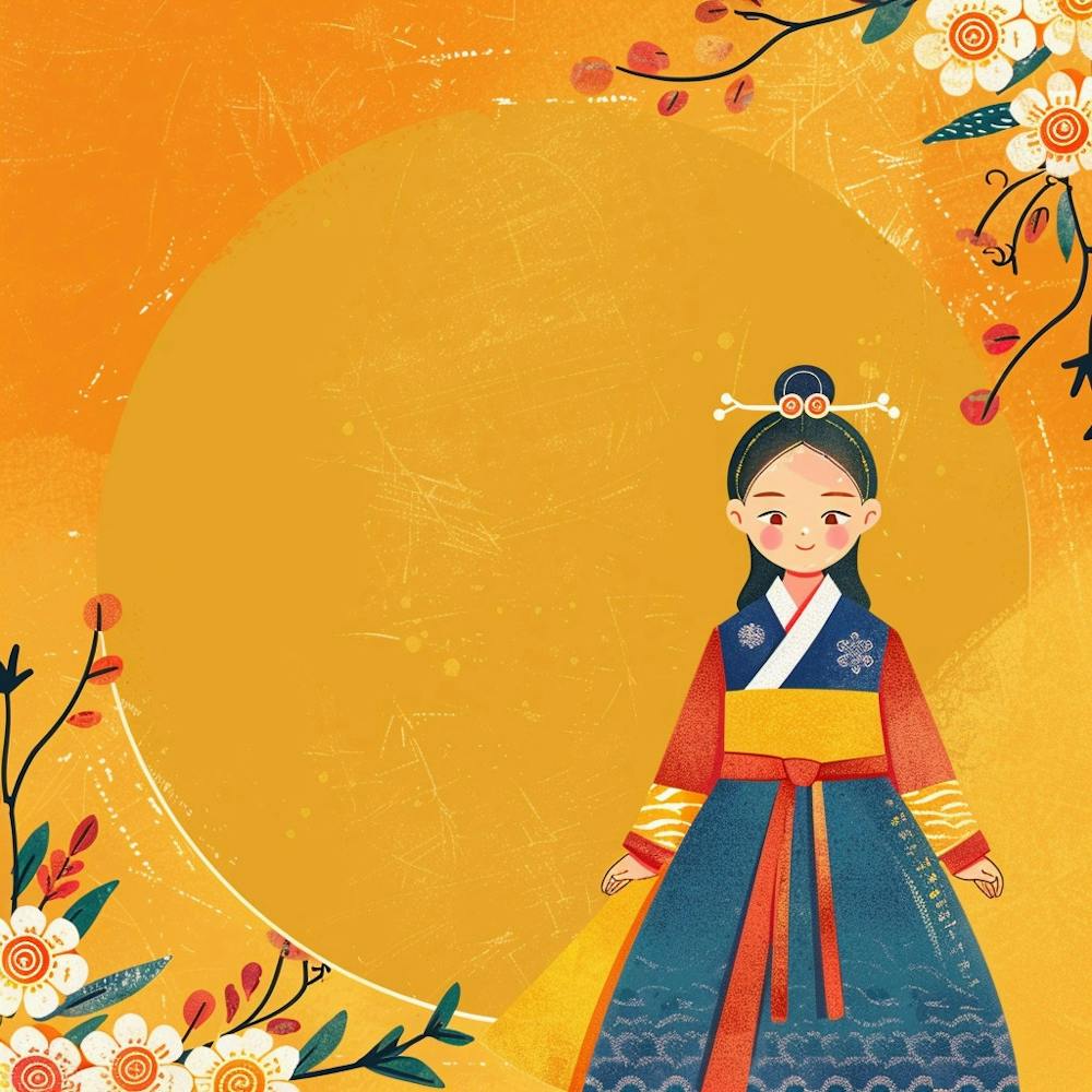 Koreanisches Mädchen in traditioneller Kleidung
