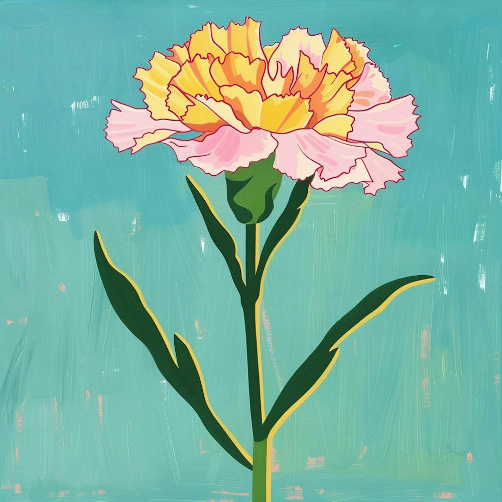 Carnation 4 Square Flower Illustration