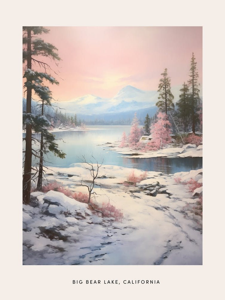 Dreamy Winter Painting Poster Big Bear Lake California