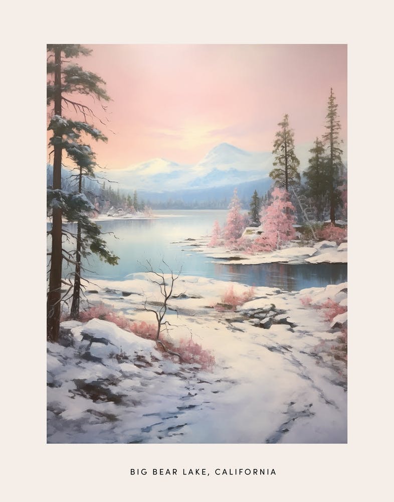 Dreamy Winter Painting Poster Big Bear Lake California