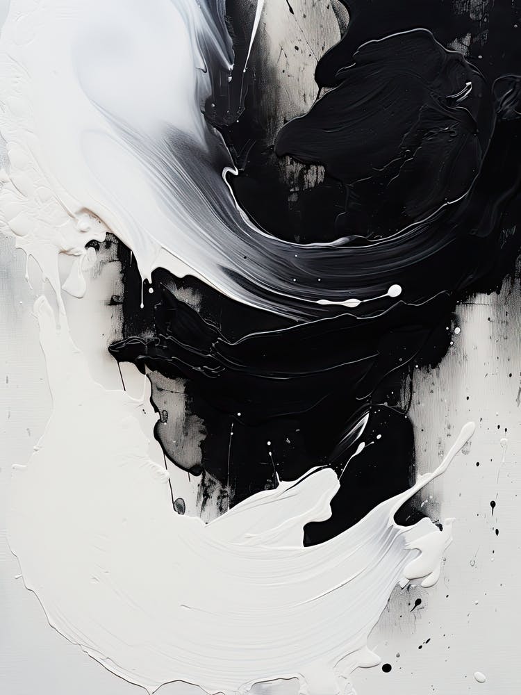 Black And White Flow Asbtract Painting 0