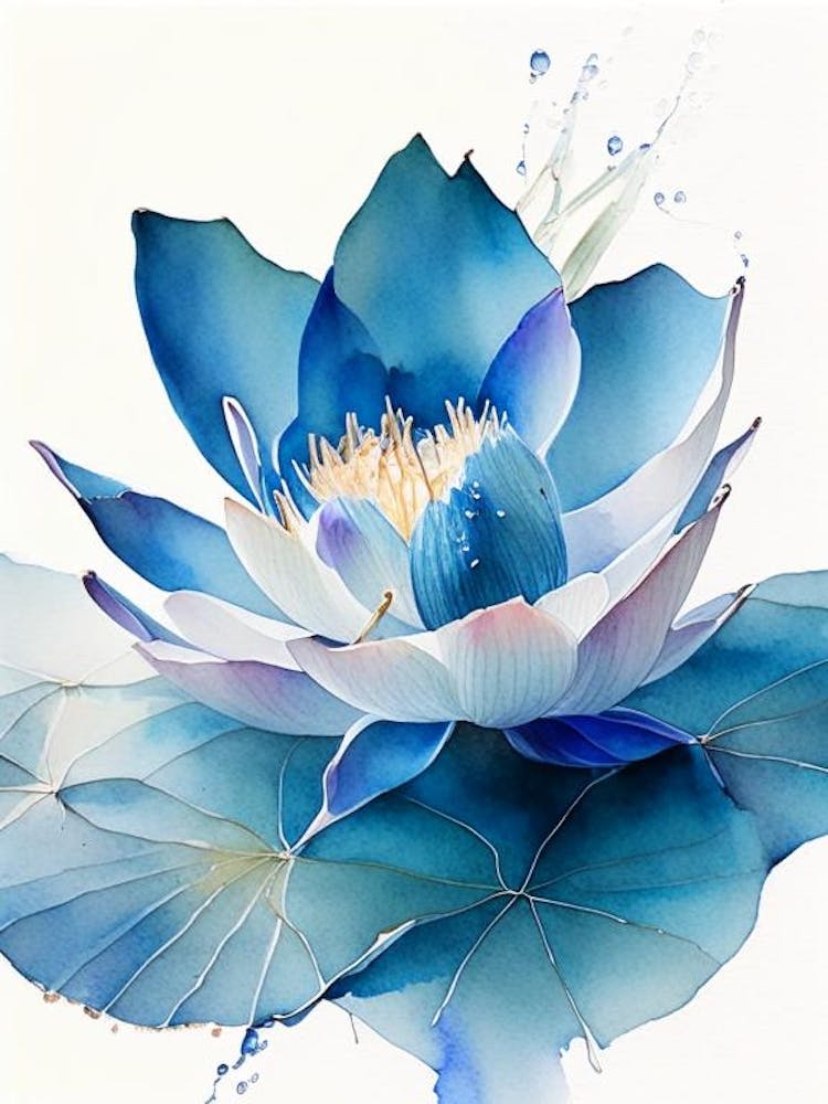 Blue Lotus Watercolour 3