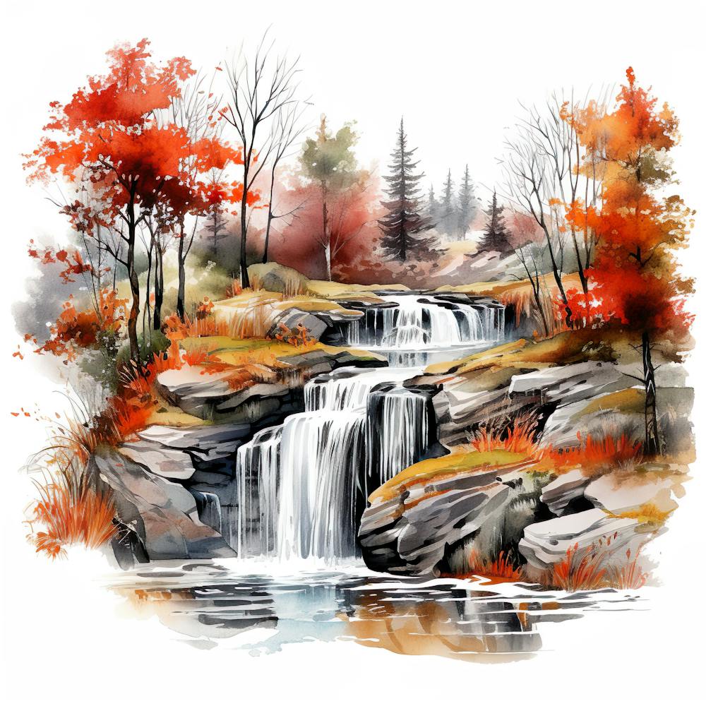 Waterfall In Autumn 2