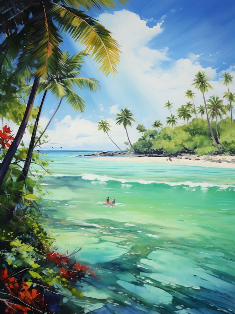 A Painting Of Matira Beach, Bora Bora French Polynesia 5