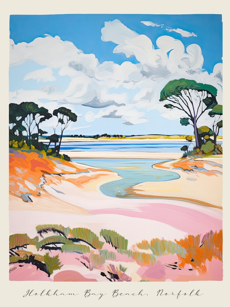 Affiche de la plage de Holkham Bay, Norfolk, Style Matisse et Rousseau 1