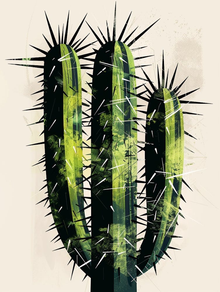 Crown Of Thorns Cactus Minimalist Abstract 3