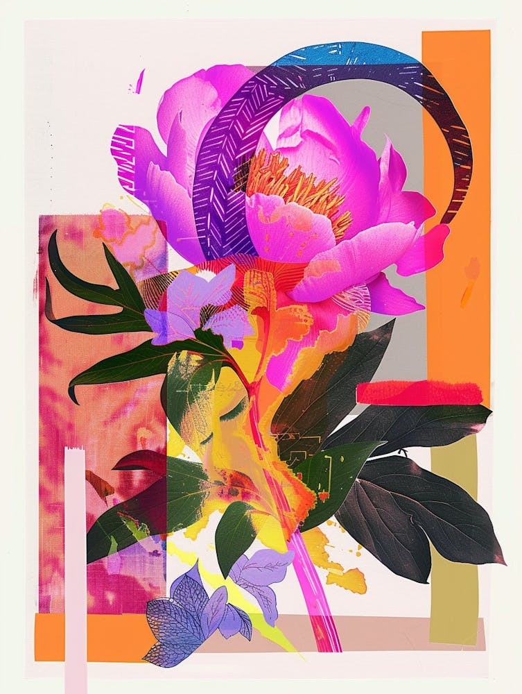 Peony 3 Neon-Blumen-Collage