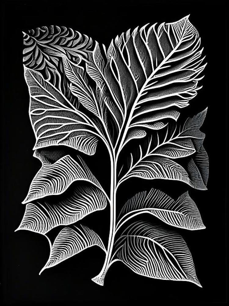 Caraway Leaf Linocut 1