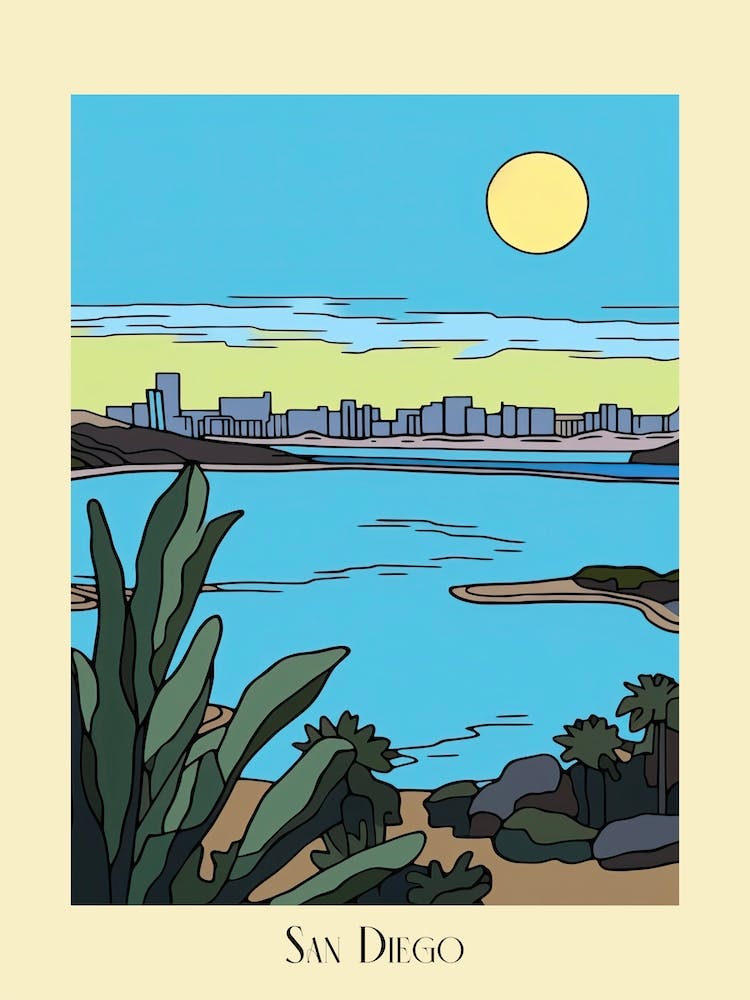 Poster Of Minimal Design Style Of San Diego California, Usa 1