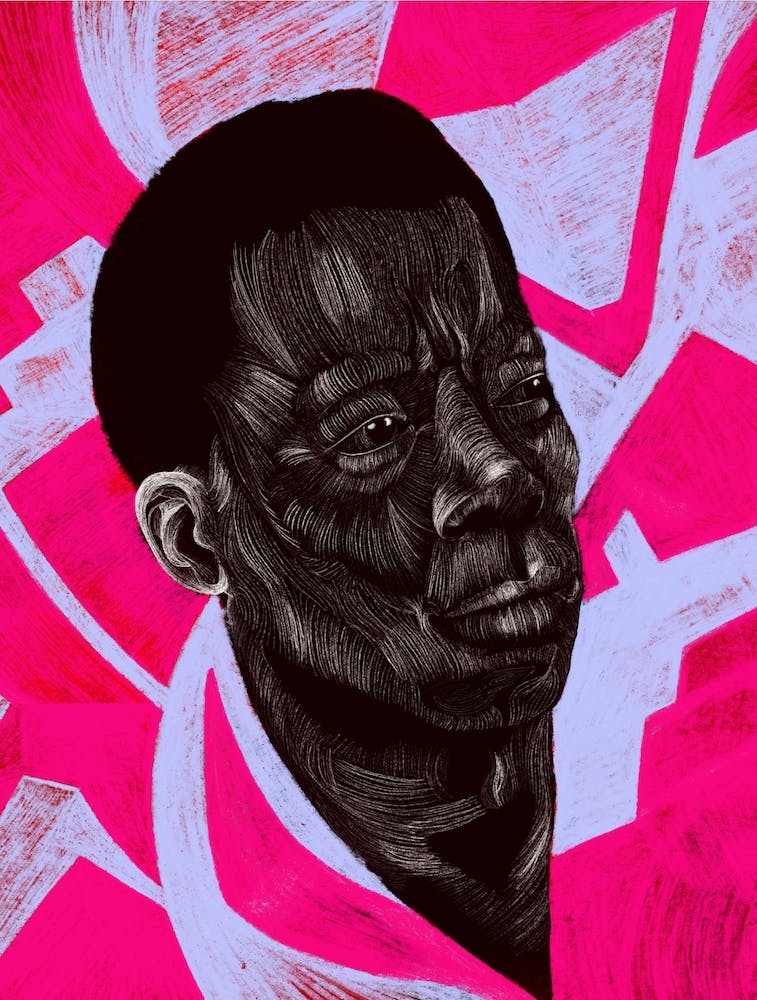 James Baldwin. Afrofuturism, pink