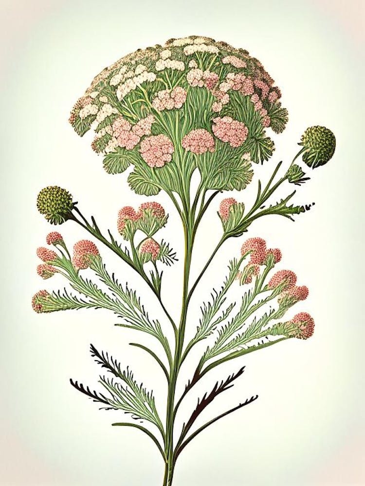 Yarrow Wildflower Vintage Botanical 1