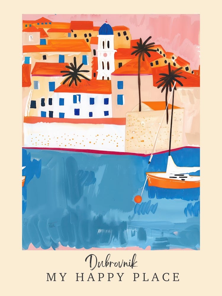 My Happy Place Dubrovnik 6 Travel Poster