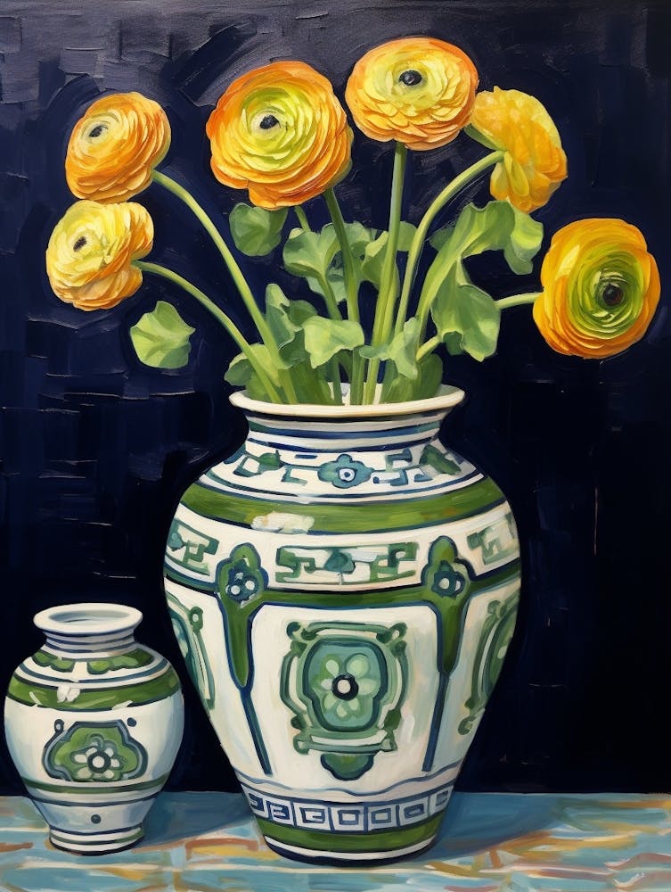 Flowers In A Vase Still Life Painting Ranunculus 2