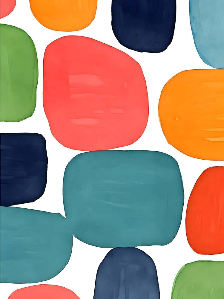 Watercolor Painting Colorful Pebbles