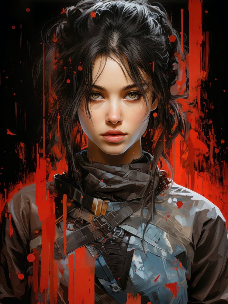 Red Cyberpunk Dream Girl