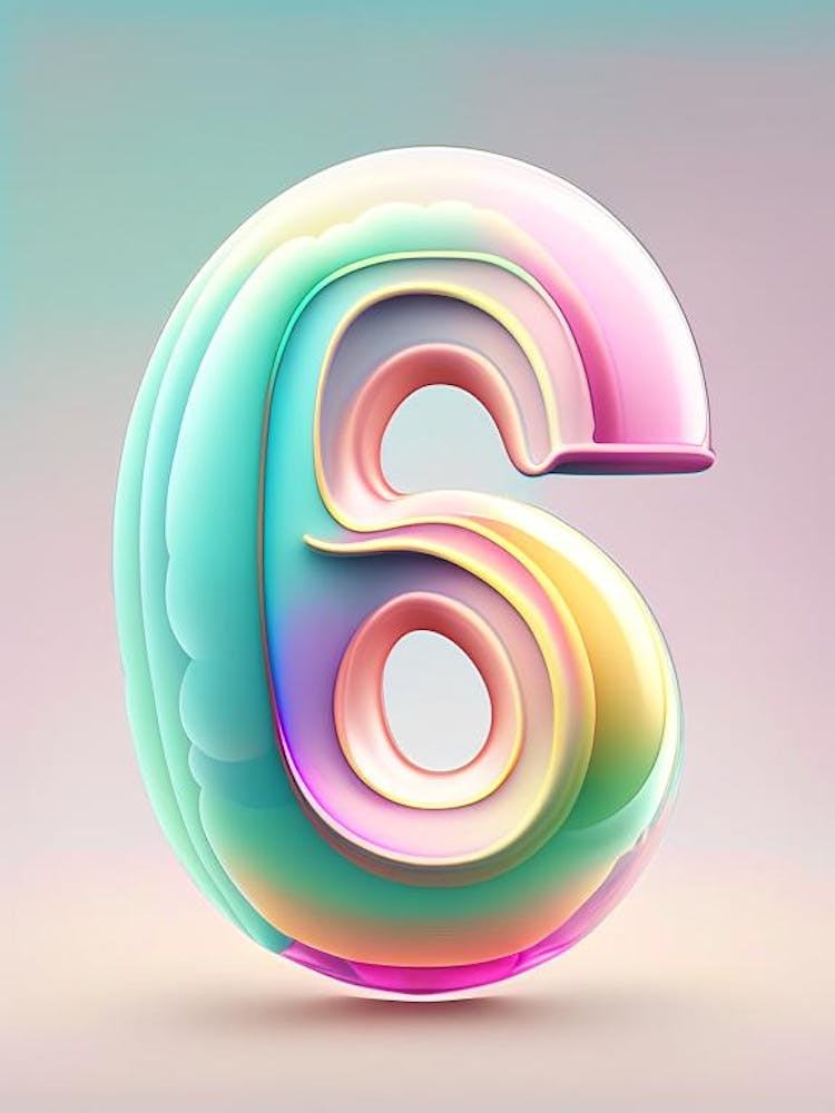 6, Number, Education Rainbow Bubble 3