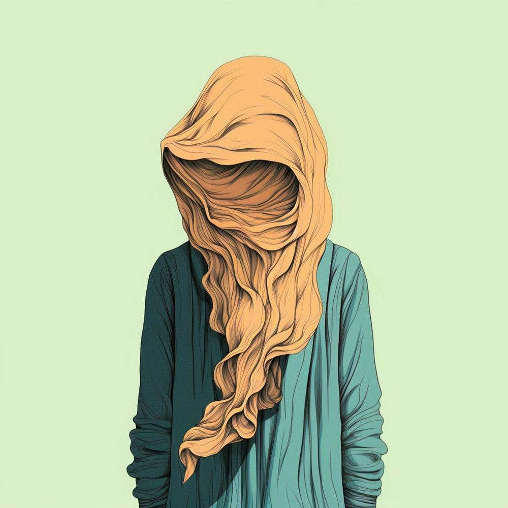 The Faceless by F Parrish | who am I | unknown art | hidden | hiding | feature wall | wall art | surreal | FParrishs