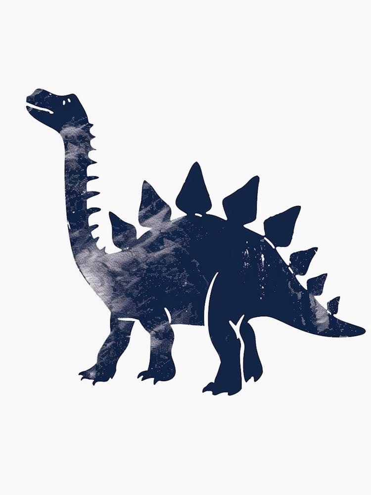 Stegosaurus Navy Blue Silhouette 3