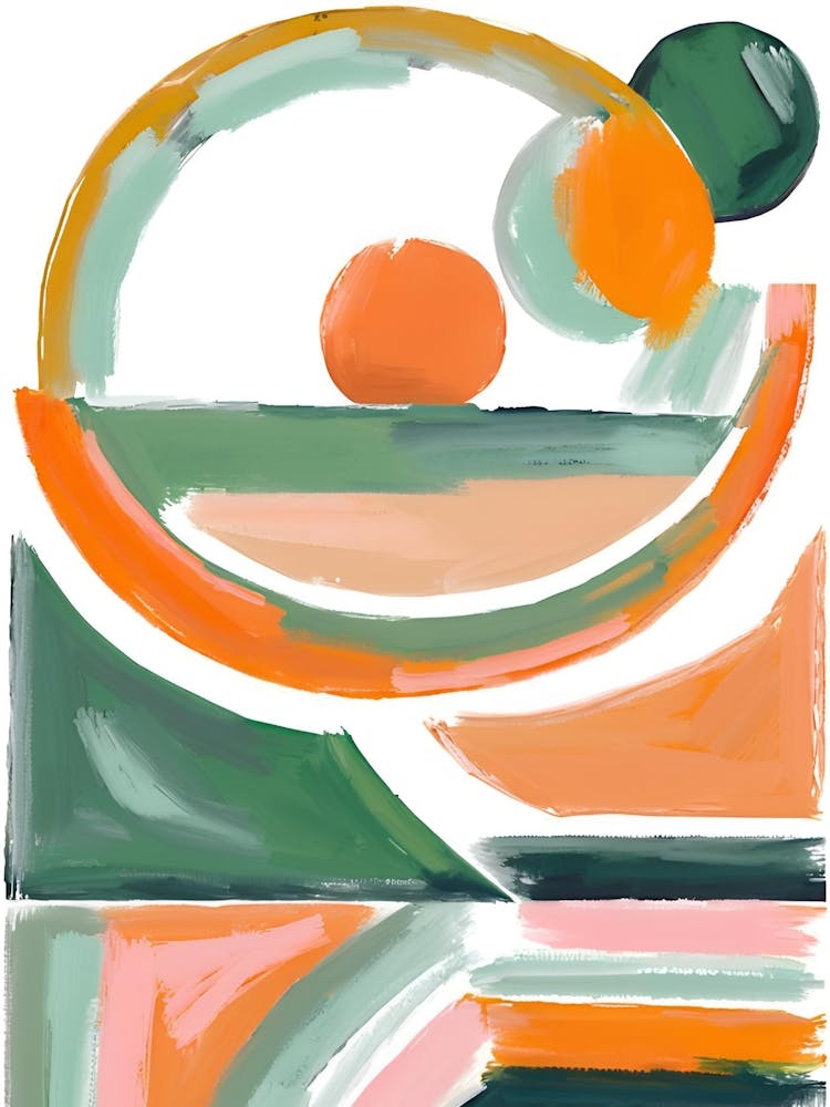 Abstract Orange And Green Painting