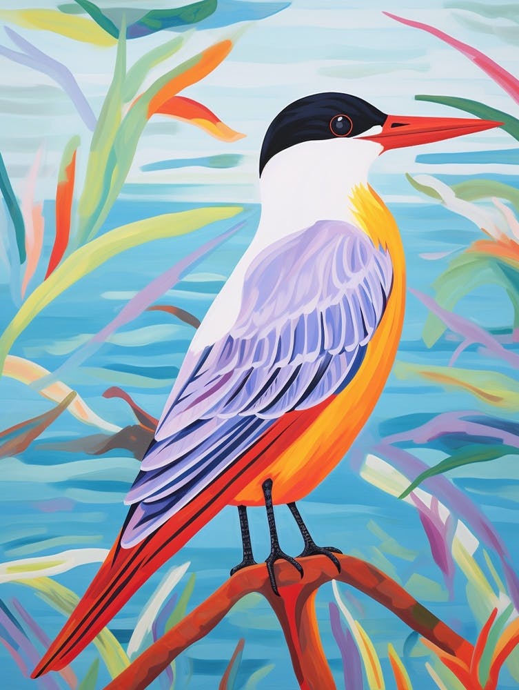 Peinture d'Oiseau Coloré Sterne pierregarin 4