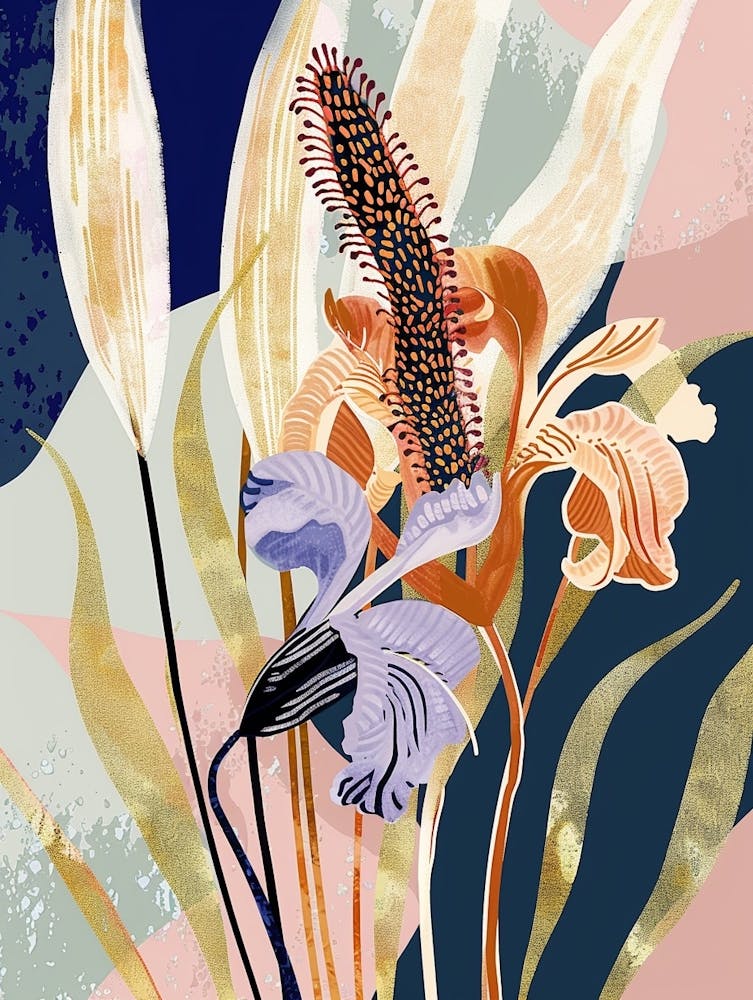 Farbenfrohe Blumenillustration Lampenputzergras 3