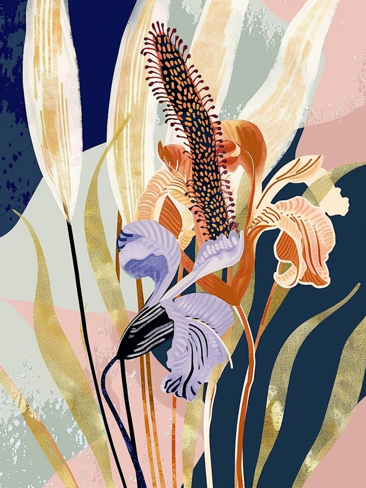Colourful Flower Illustration Fountain Grass 3