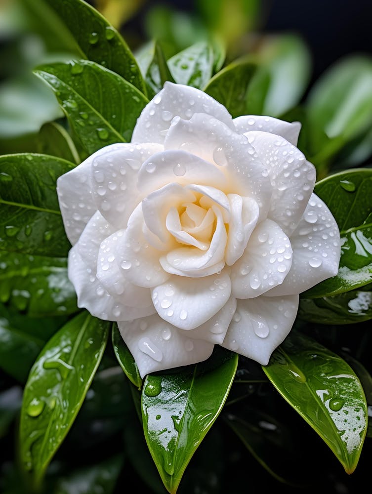 White Gardenia Flower In The Rain