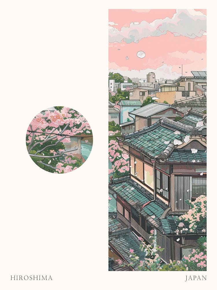 Hiroshima Japan 3 Cut Out Travel Poster