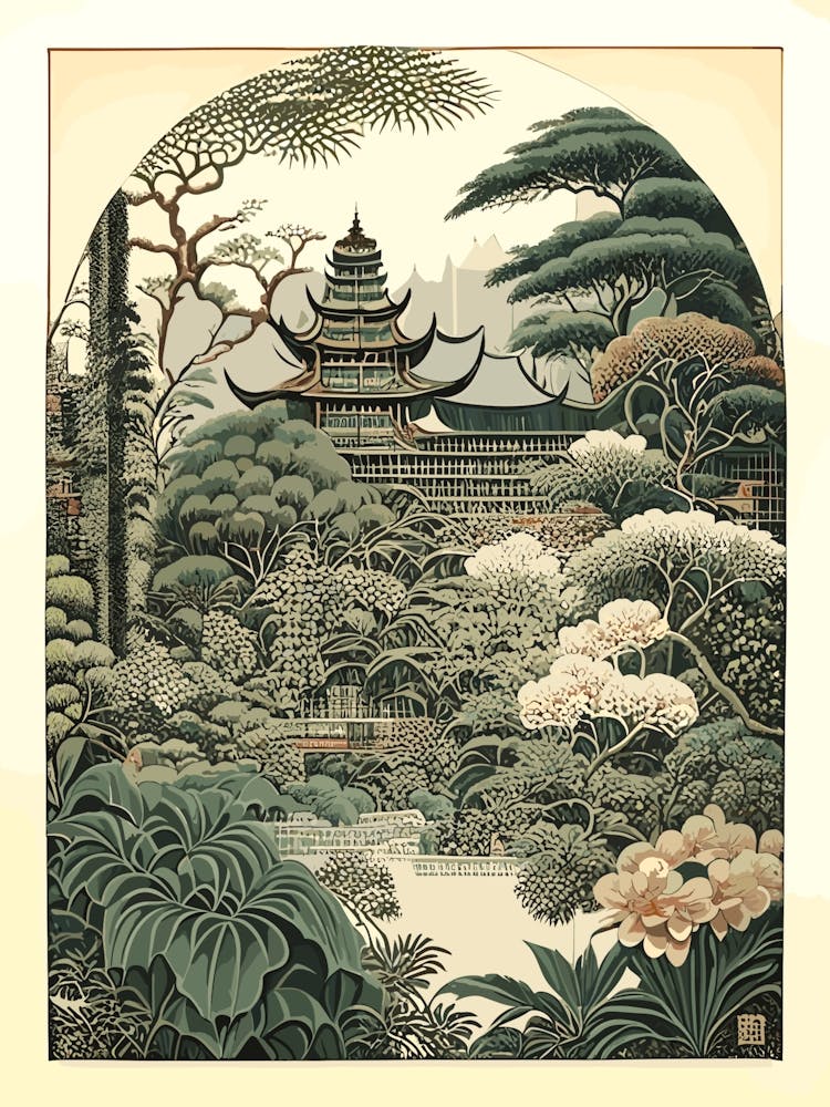 Yuyuan Garden, China Vintage Botanical