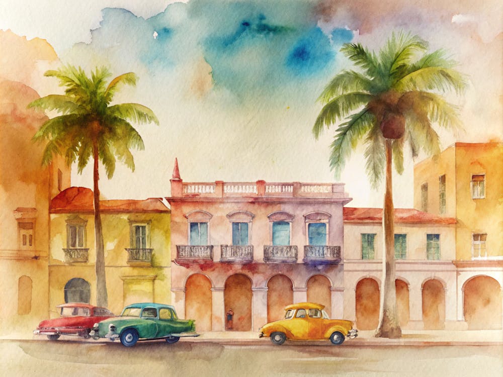 Watercolor Of Cuba