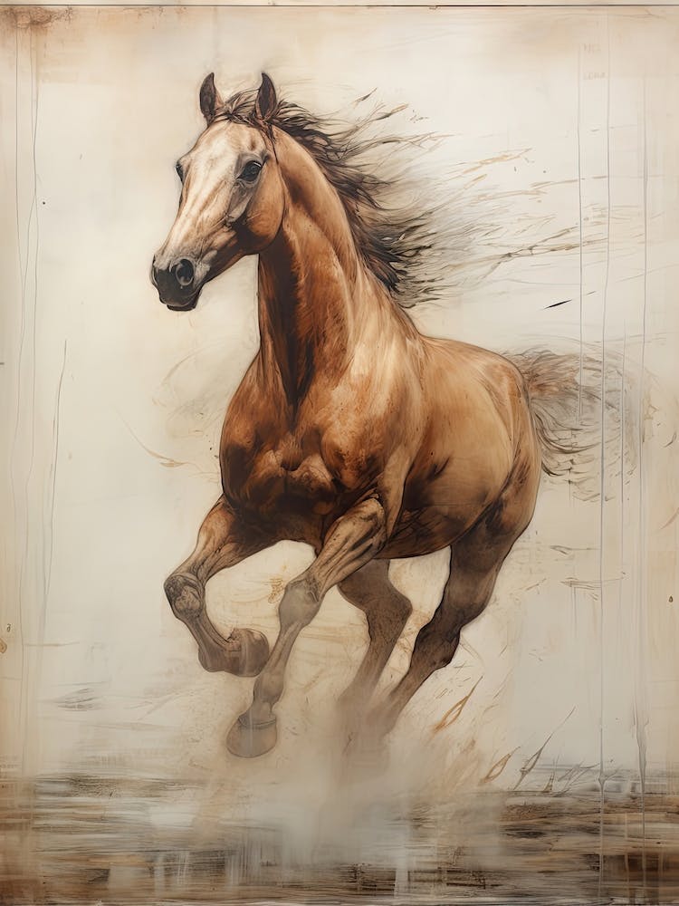 A Horse Painting In The Style Of Encaustic Painting 2