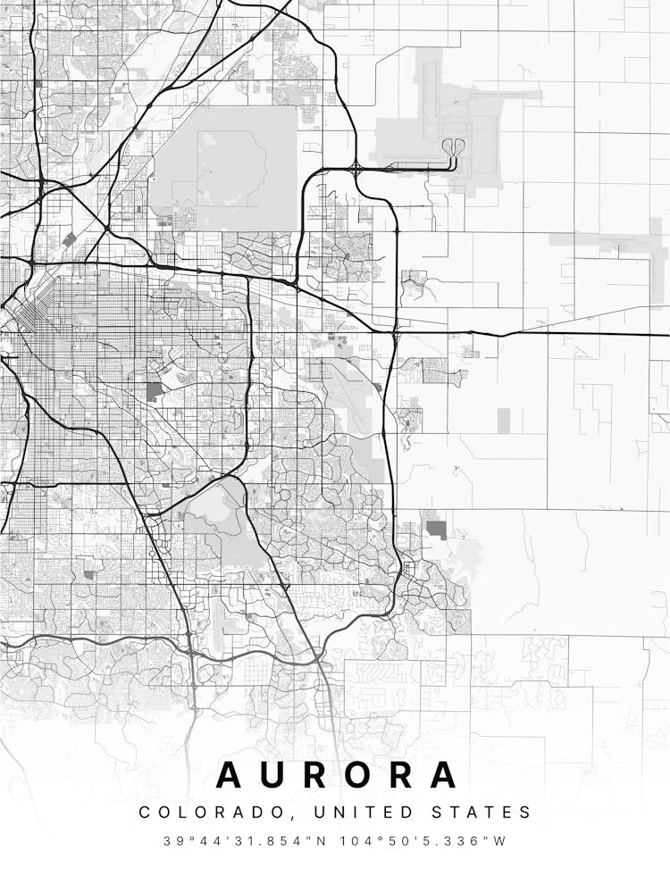 Aurora Colorado USA White Map