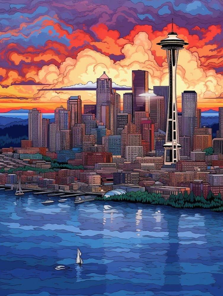 Seattle Washington Pointillism 5