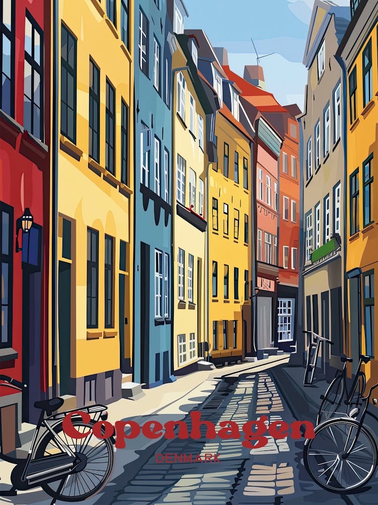 Copenhagen Denmark Streetview Travel Illustration