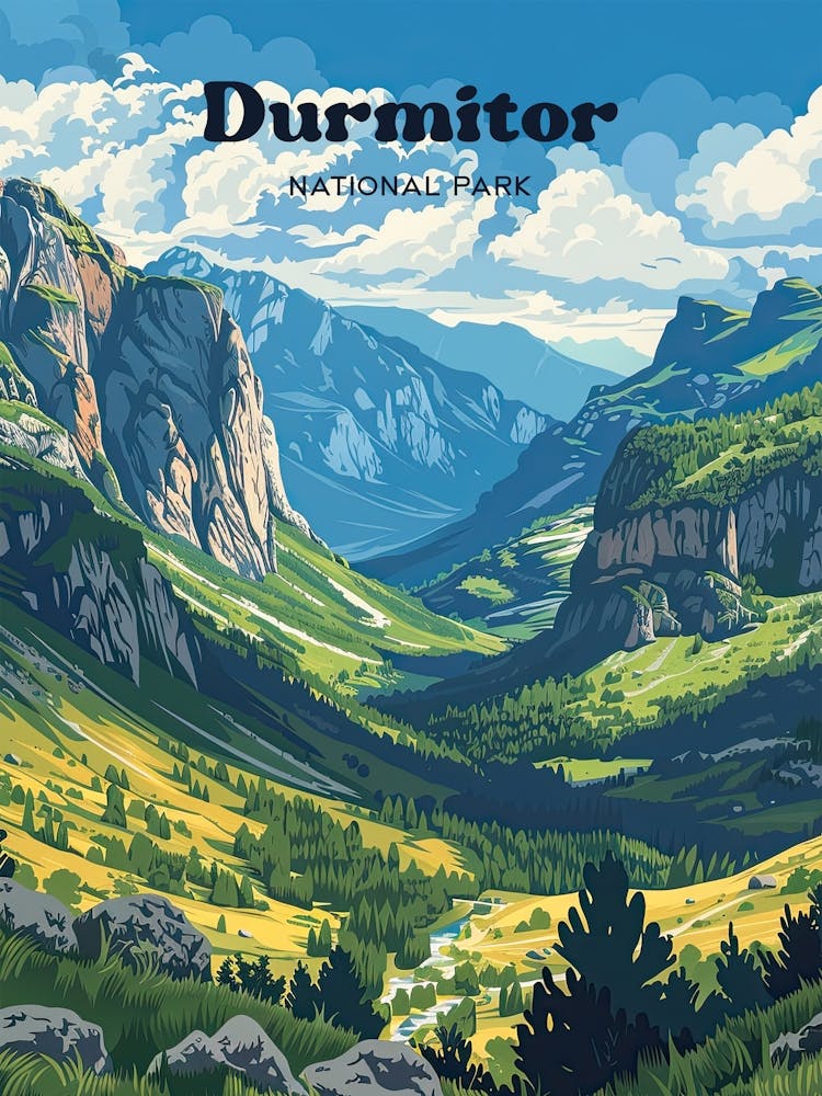 Durmitor National Park Montenegro Dinaric Alps Digital Travel Art