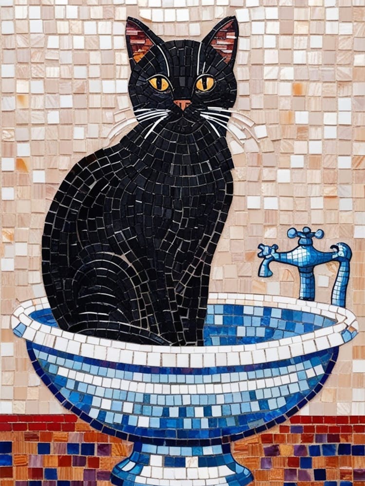 Black Cat In A Bowl