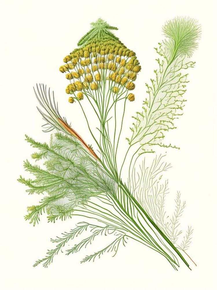 Dill Spices And Herbs Pencil Illustration 2