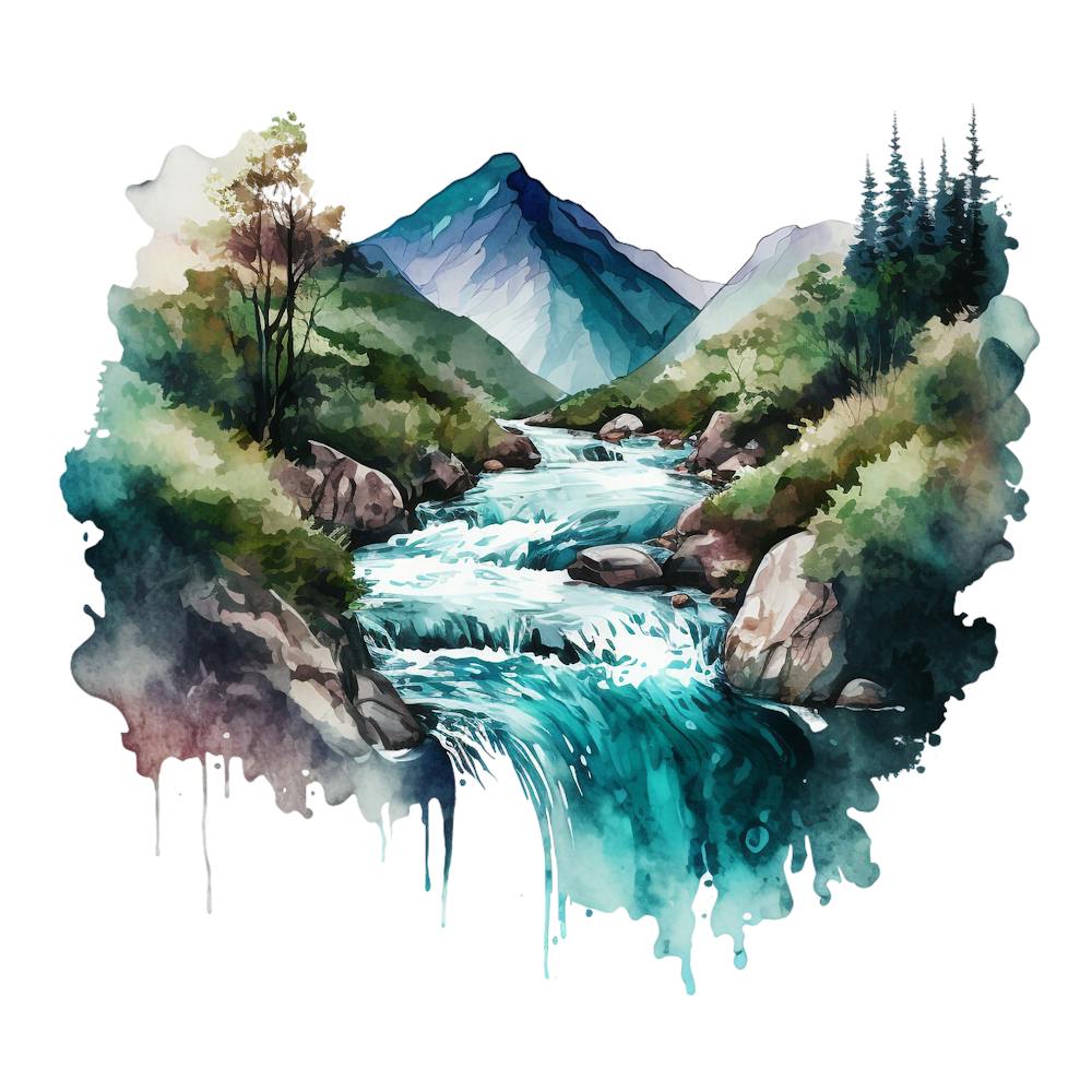 Watercolor Of A River 5
