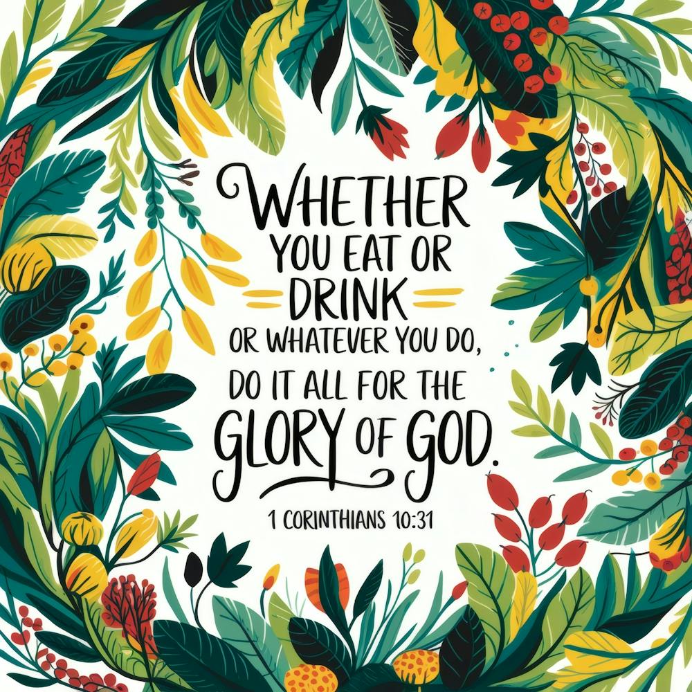 1 Korinther 10:31, Was auch immer ihr tut, Was auch immer ihr tut, Ehre Gottes, Christliche Kunst, Gott, Pflanzen, Bibelvers, Ermutigung, Glaube