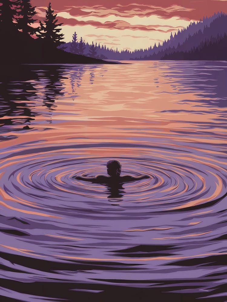 Man swimming into the water