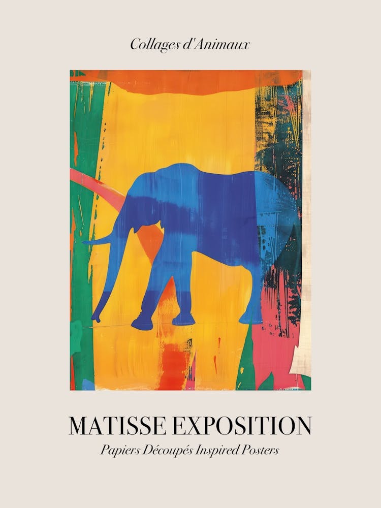 Elephant 4 Matisse Inspired Exposition Animals Poster
